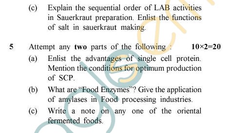 UPTU B.Tech Question Papers - FT-803 - Traditional & Fermented Foods