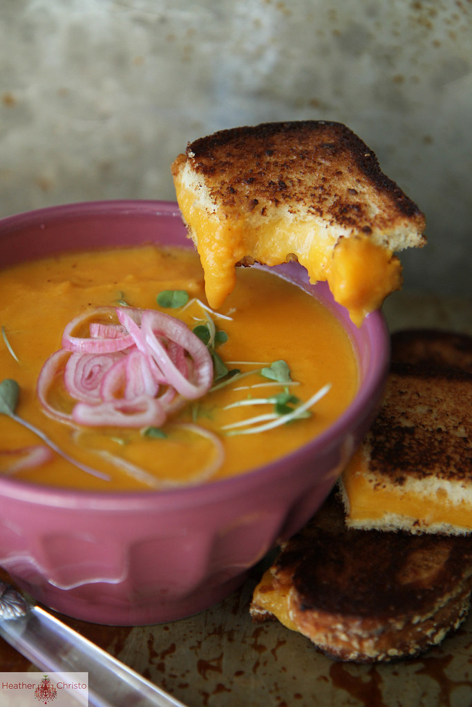 Sweet Potato, Carrot and Cheddar Soup