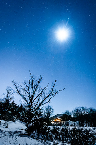 winter sky moon house snow cold night dark stars lights virginia unitedstates troutville