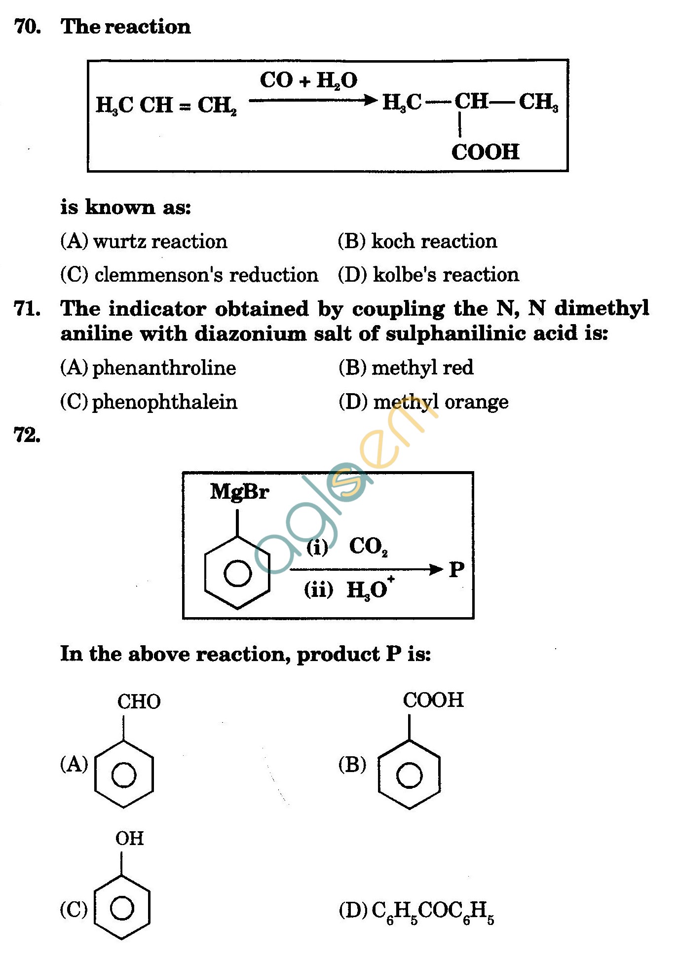 NSTSE 2009 Class XII PCM Question Paper with Answers - Chemistry