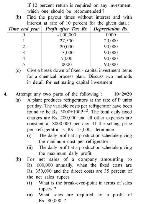 UPTU B.Tech Question Papers - CH-802 - Process Engineering Costing & Plant Design
