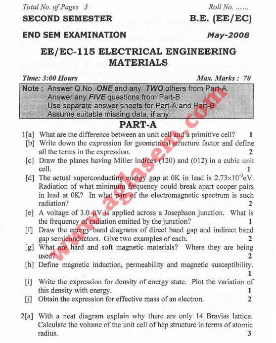 NSIT Question Papers 2008  2 Semester - End Sem - EC-EE-115