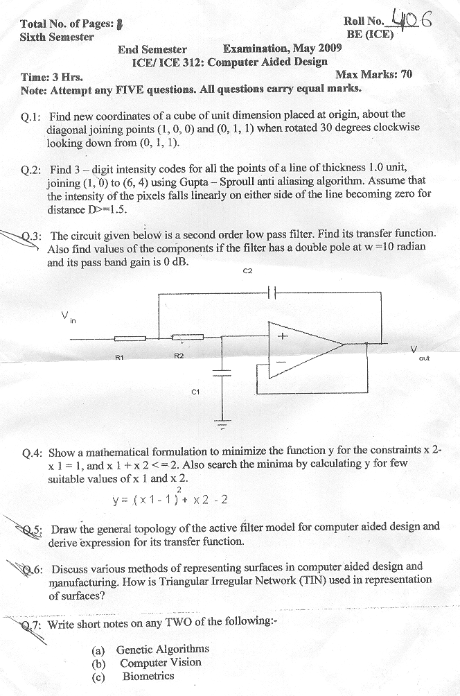 NSIT: Question Papers 2009  5 Semester - End Sem - ICE-312