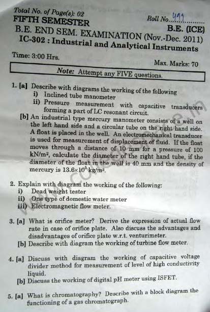 NSIT Question Papers 2011  5 Semester - End Sem - IC-302