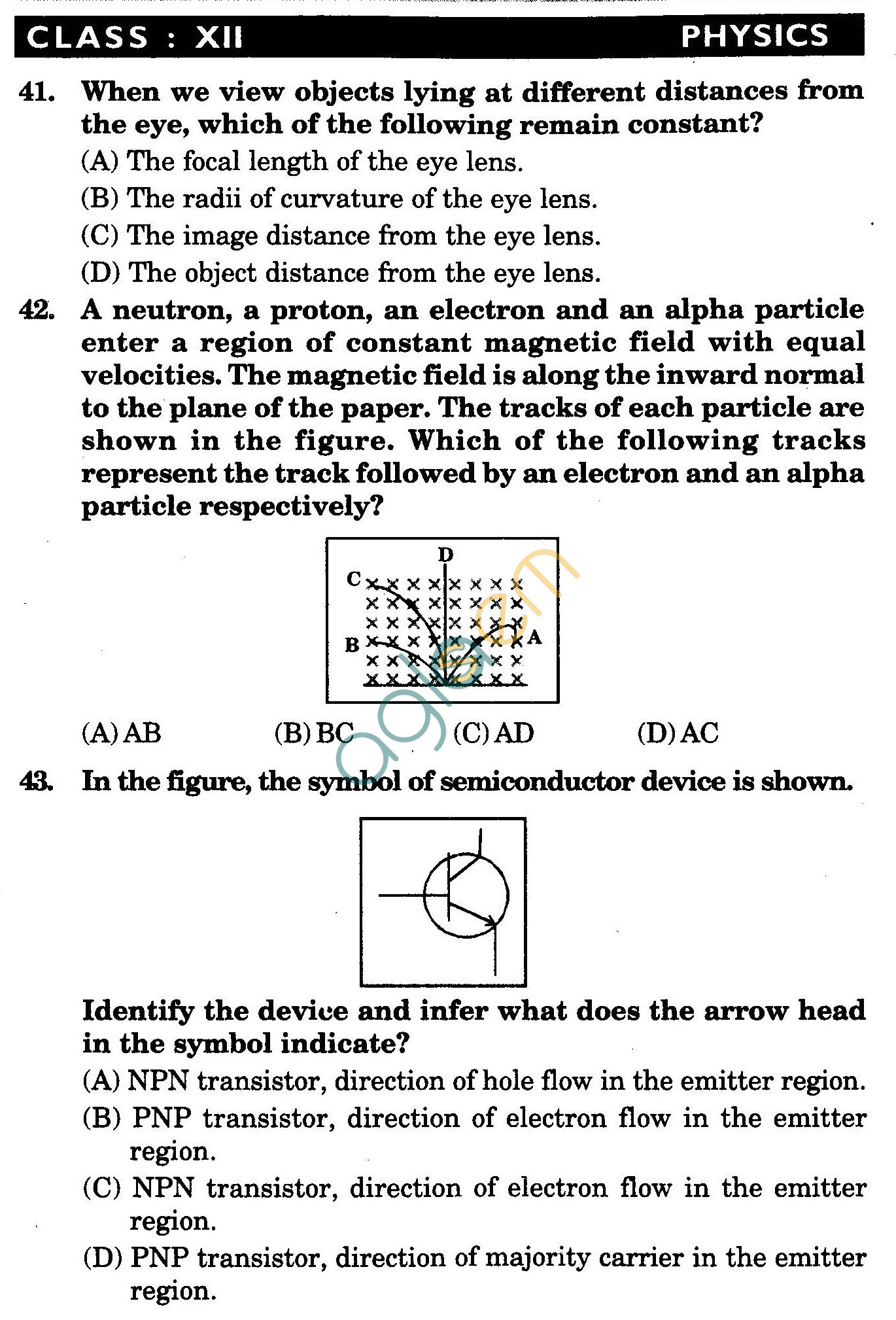 NSTSE 2010 Class XII PCM Question Paper with Answers - Physics