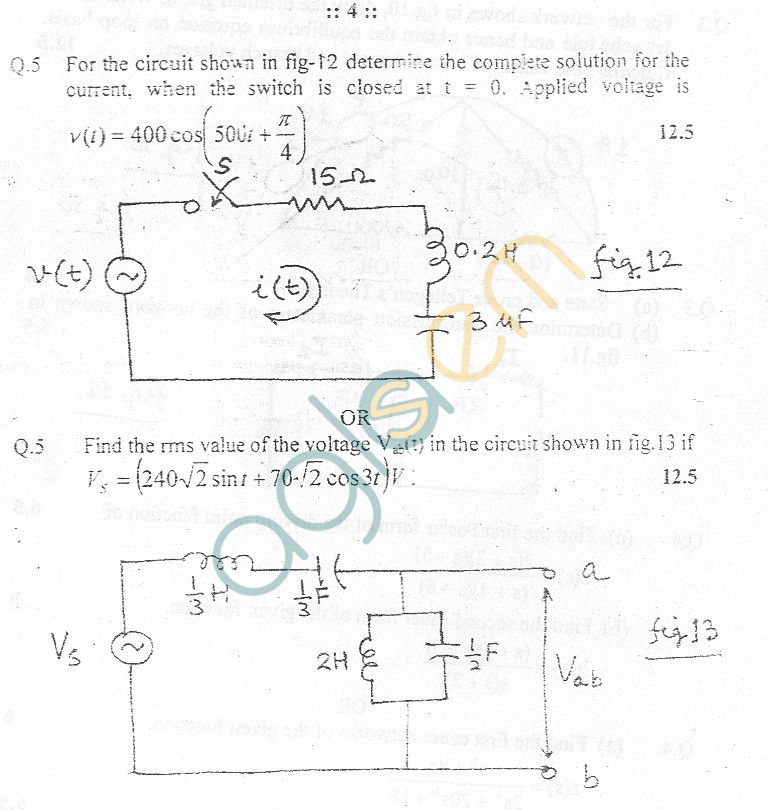 GGSIPU Question Papers Third Semester – End Term 2005 – ETEC-205