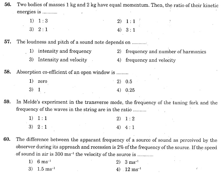 KCET 2004 Question Paper - Physics