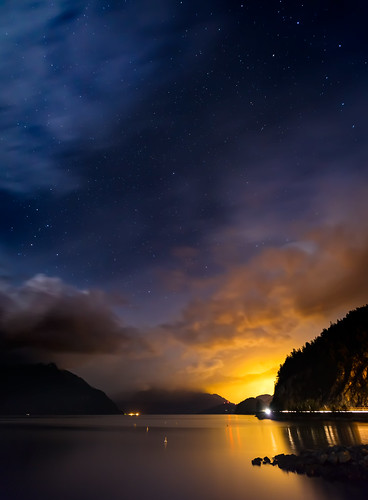 moon canada storm mountains water rain night vancouver clouds reflections stars landscape whistler bc traffic britishcolumbia hills astrophotography nightsky constellations porteaucove earthandspace bestnewcomer competition:astrophoto=2013 porteaucoveprovinicialpark