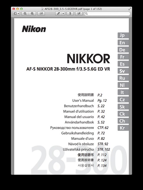 Nikon 28-300mm VR Manual