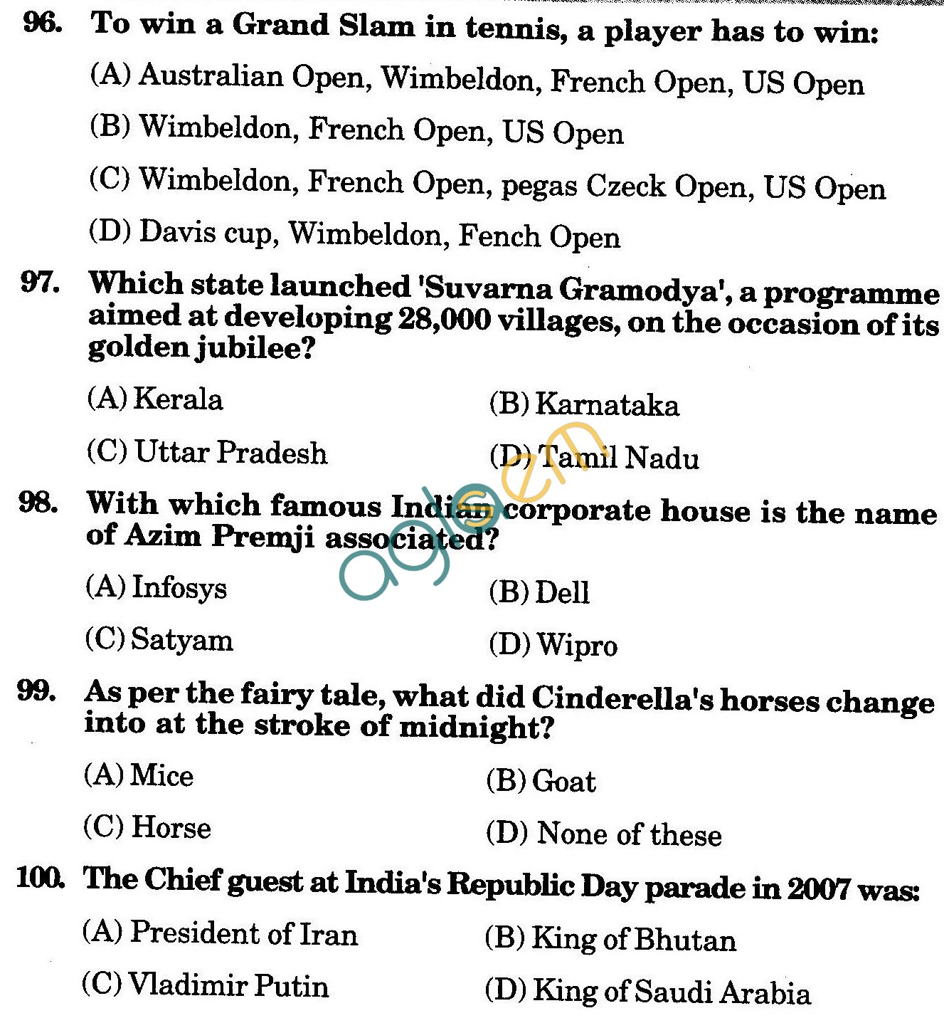 NSTSE 2009 Class IX Question Paper with Answers - General Knowledge