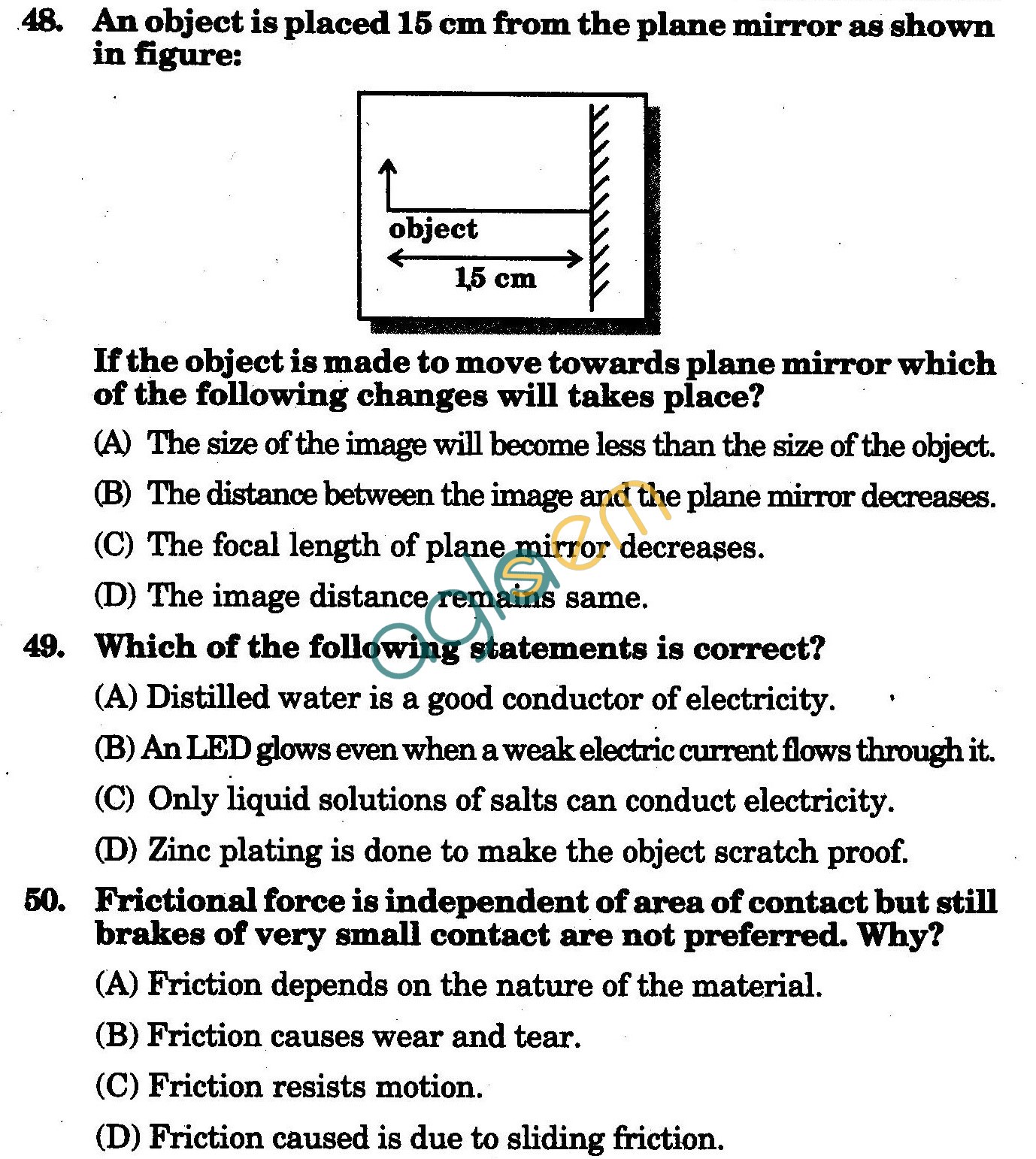NSTSE 2010: Class VIII Question Paper with Answers - Physics