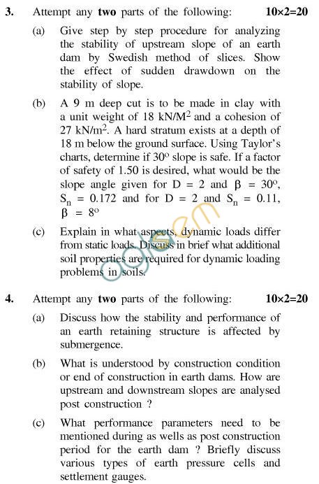 UPTU B.Tech Question Papers - CE-032-Earth & Earth Retaining Structures