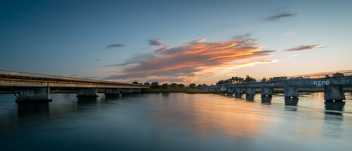 blue bridges clouds dusk hawkesbay light napier newzealand ngaruroro pair rail river road sky sunset