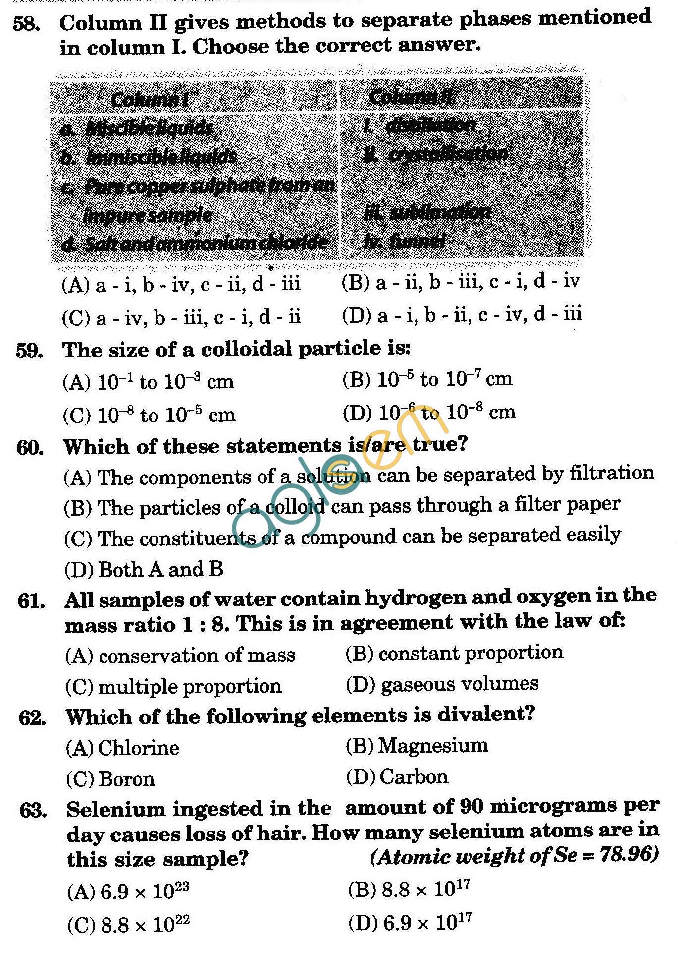 NSTSE 2009 Class IX Question Paper with Answers - Chemistry