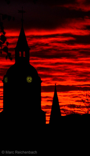 sunset red sky rot church sunrise canon sonnenuntergang kirche himmel sonnenaufgang blauestunde meerane