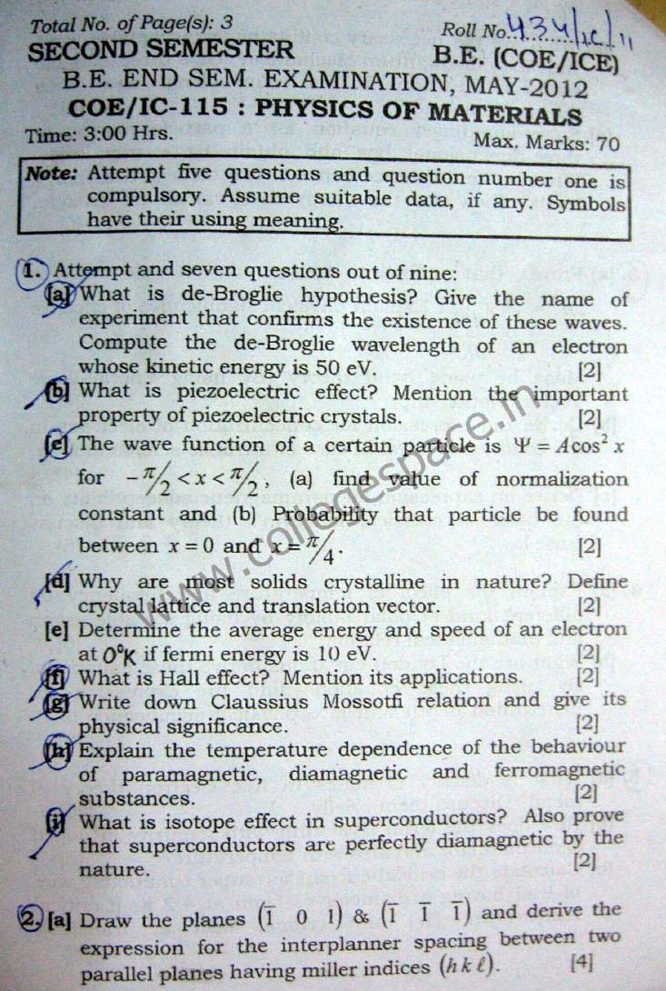 NSIT Question Papers 2012  2 Semester - End Sem - COE-IC-115