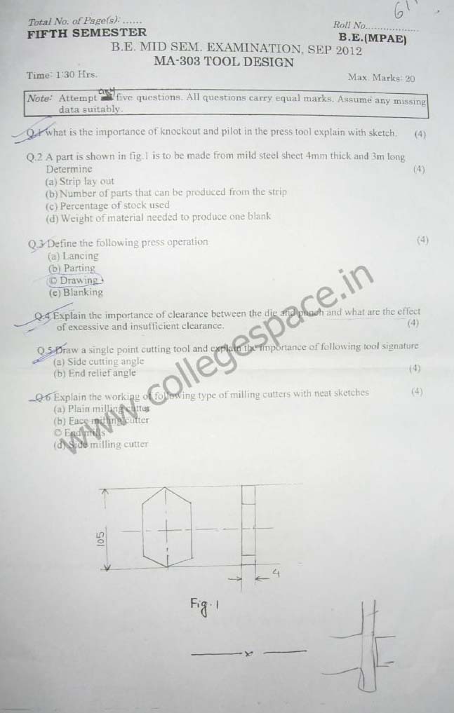 NSIT Question Papers 2012  5 Semester - Mid Sem - MA-303