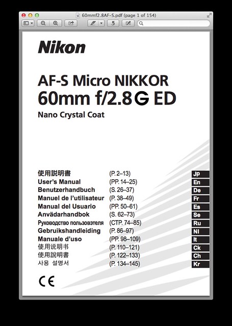 Nikon 60mm f/2.8G AF-S Micro-NIKKOR Manual