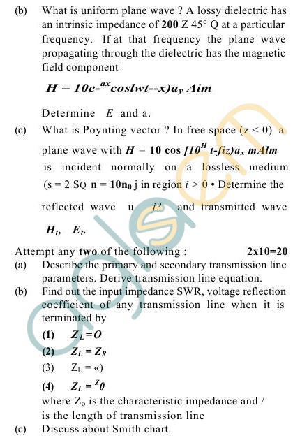 UPTU B.Tech Question Papers -BME-405- Engineering Electromagnets