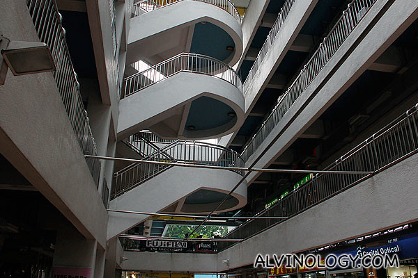 Iconic spiral staircase in the middle of the building