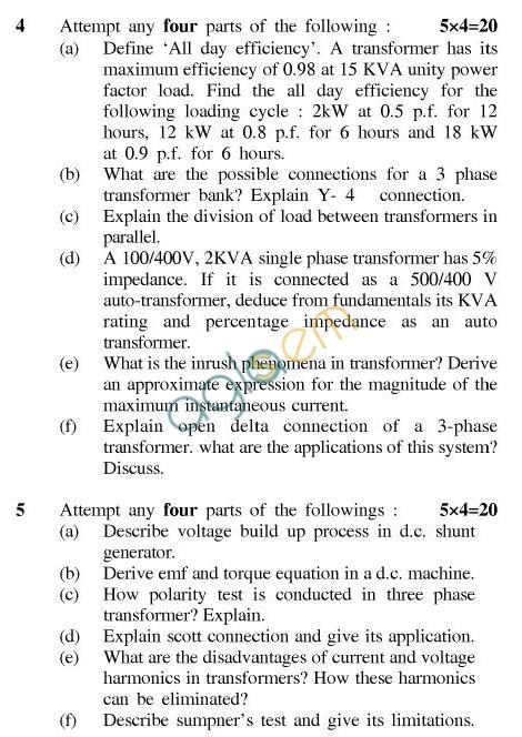 UPTU B.Tech Question Papers - TEE-401-Electromechanical Energy Conversion – I