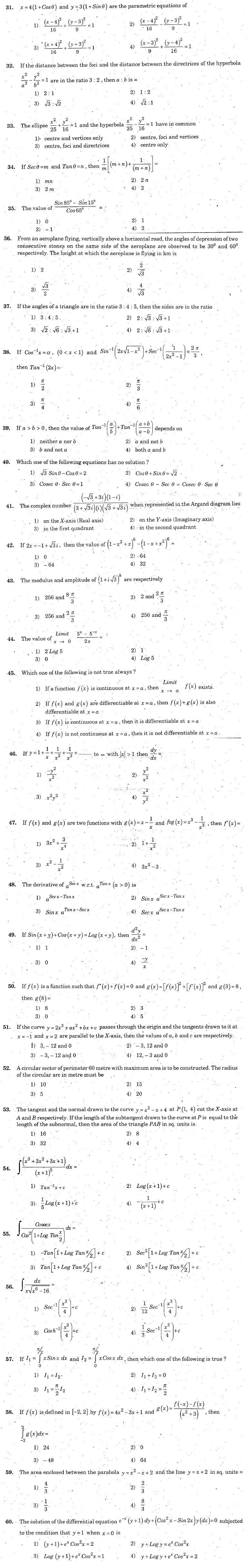 KCET 2006 Question Paper - Maths