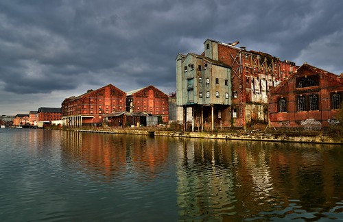 uk greatbritain light england sky urban southwest english heritage abandoned industry architecture clouds docks buildings reflections landscape canal nikon industrial place britain decay dramatic stormy gloucestershire historic gloucester oldengland d600