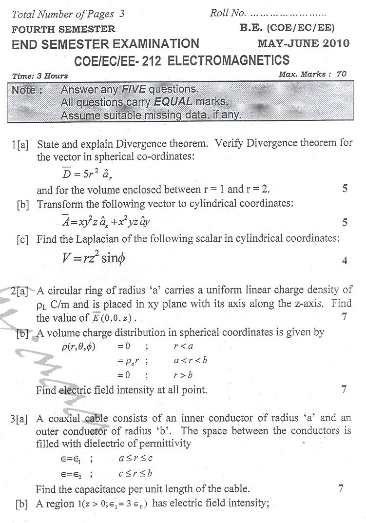 DTU Question Papers 2010 – 4 Semester - End  Sem - COE-EC-EE-212