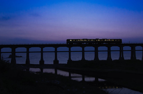 bridge sunset japan train railway 日本 yamaguchi yama 鉄橋 山口県 山陰線 02景色 阿武郡 惣郷川橋梁