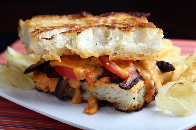 Vegan Grilled Cheese with Shiitake Bacon and Tomato