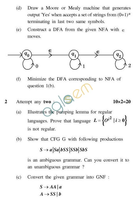 UPTU B.Tech Question Papers - CS-404-Theory of Automata & Formal Languages