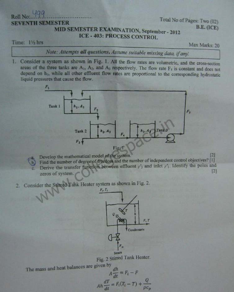 NSIT Question Papers 2012  7 Semester - Mid Sem - ICE-403
