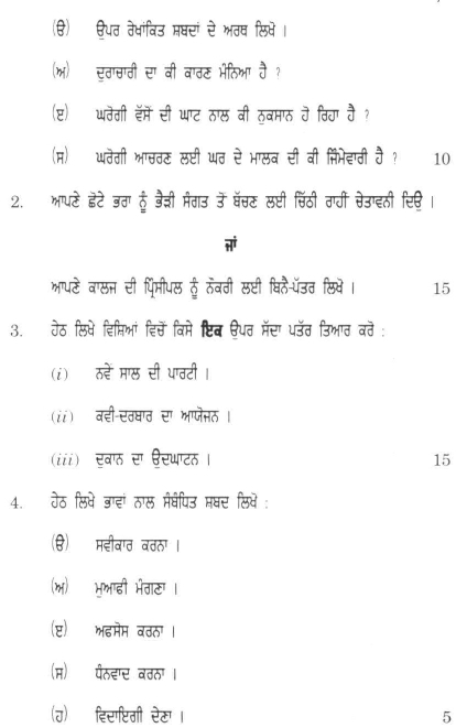 DU SOL B.A. Programme Question Paper -  Punjabi Language C - Paper V 