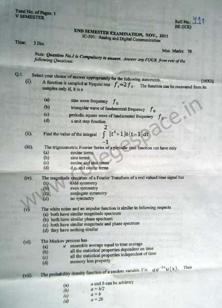 NSIT Question Papers 2011 – 5 Semester - End Sem - IC-301