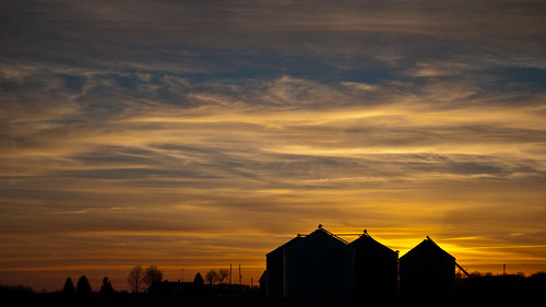 blue sunset sky orange silhouette clouds gold grainbin