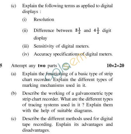 UPTU B.Tech Question Papers - IC-601-Transducers and Display Systems