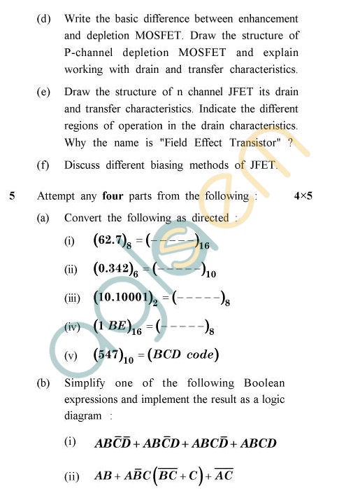 UPTU B.Tech Question Papers -TEC-101/TEC-201- Special Carryover Examination, 2006-2007 Electrical Engineering