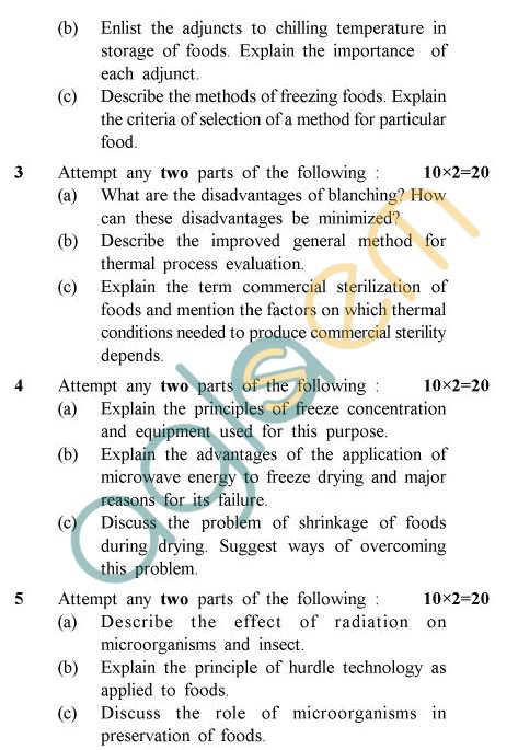 UPTU: B.Tech Question Papers - TFT-601 - Food Preservation & Processing Principles