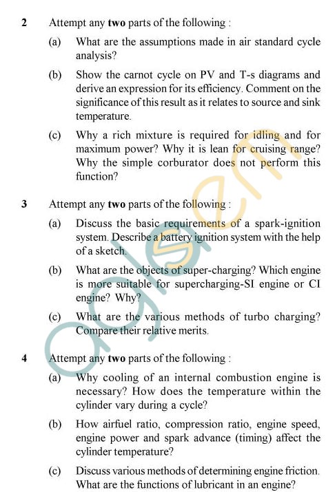 UPTU: B.Tech Question Papers - AG-401(O) - I.C. Engine