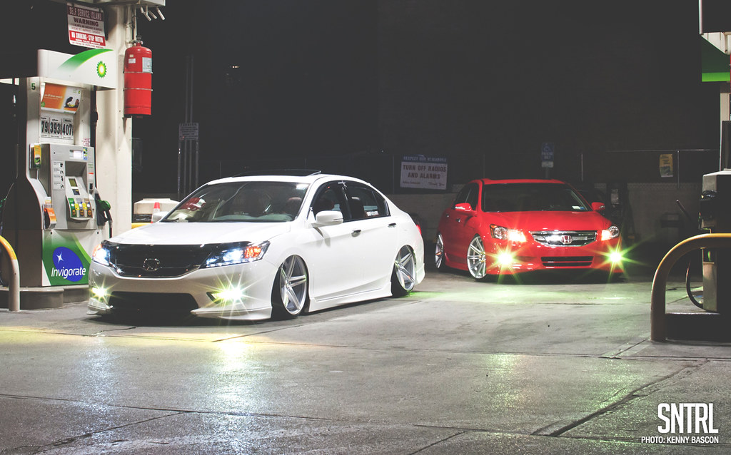 Not a stranger to modding Accords, his other car is a static, slammed 8th G...