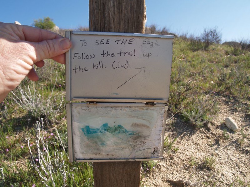 PCT post informing us that Eagle Rock was just up the hill