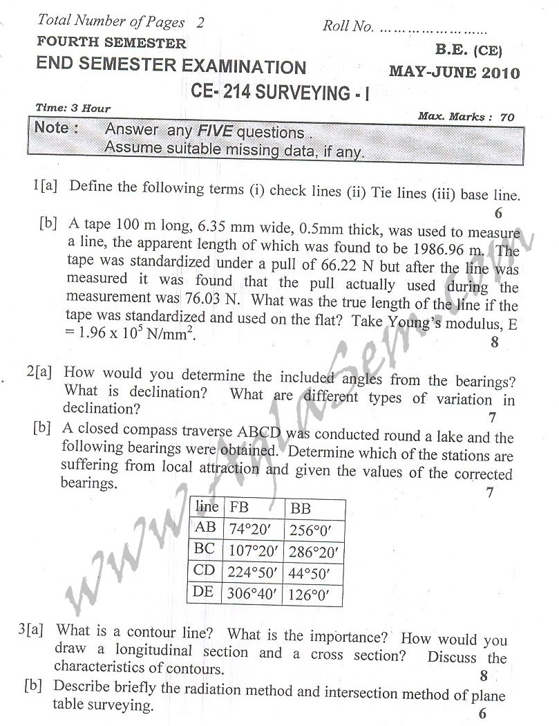 DTU Question Papers 2010 – 4 Semester - End Sem - CE-214