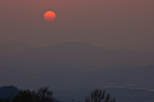 sunset sky sun mountains landscape view southkorea