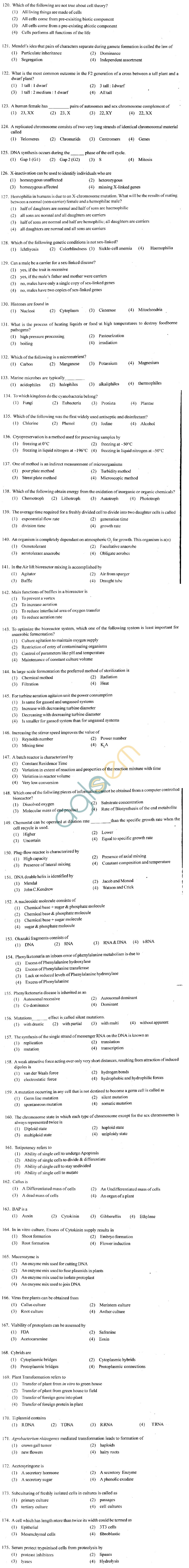 ECET 2012 Question Paper with Answers - Biotechnology