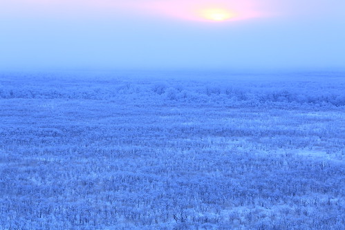 winter sunlight moon white cold clouds sunrise landscape scenery hokkaido freezing 北海道 朝日 釧路湿原