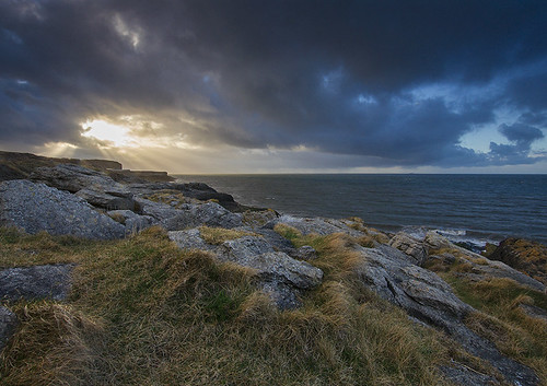sunset sea grass landscape rocks cliffs drama cloudscape blackpoint clifftop anglesey penmon