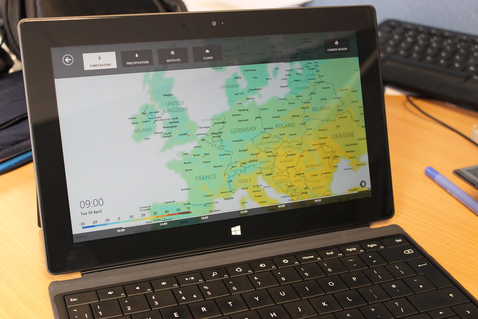 Weather app on the Surface RT