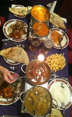 Aerial view of lovely meal for four at the Vishal Restaurant Leicester.