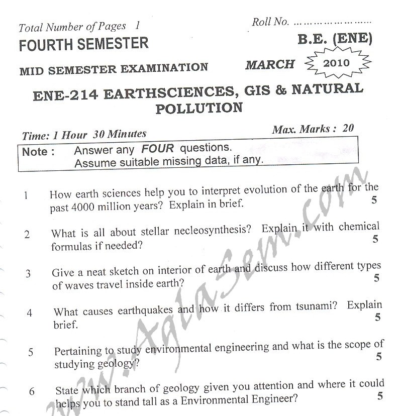 DTU Question Papers 2010  4 Semester - Mid Sem - ENE-214