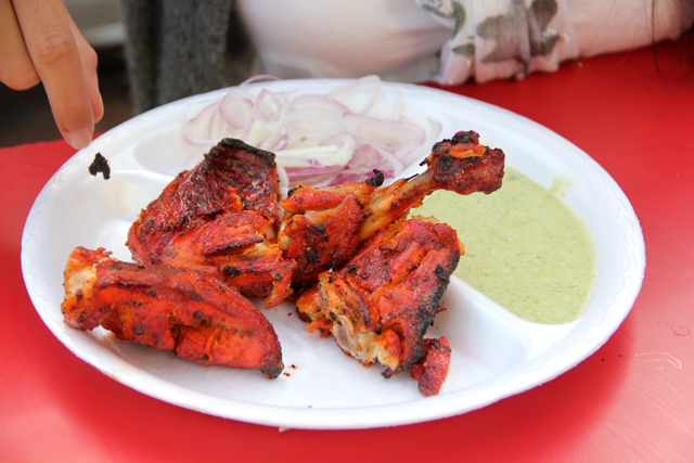Getting ready to dig into some tandoori chicken in Agra, India!